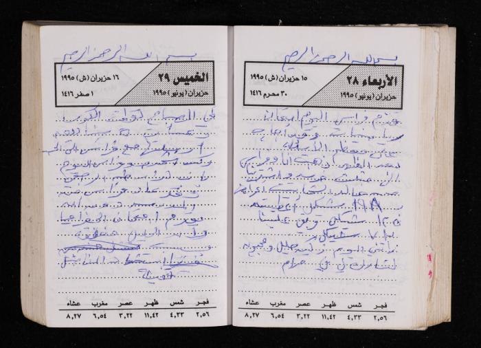 The Diary of Fadeyyeh Darabe, Dura- Hebron, 1995