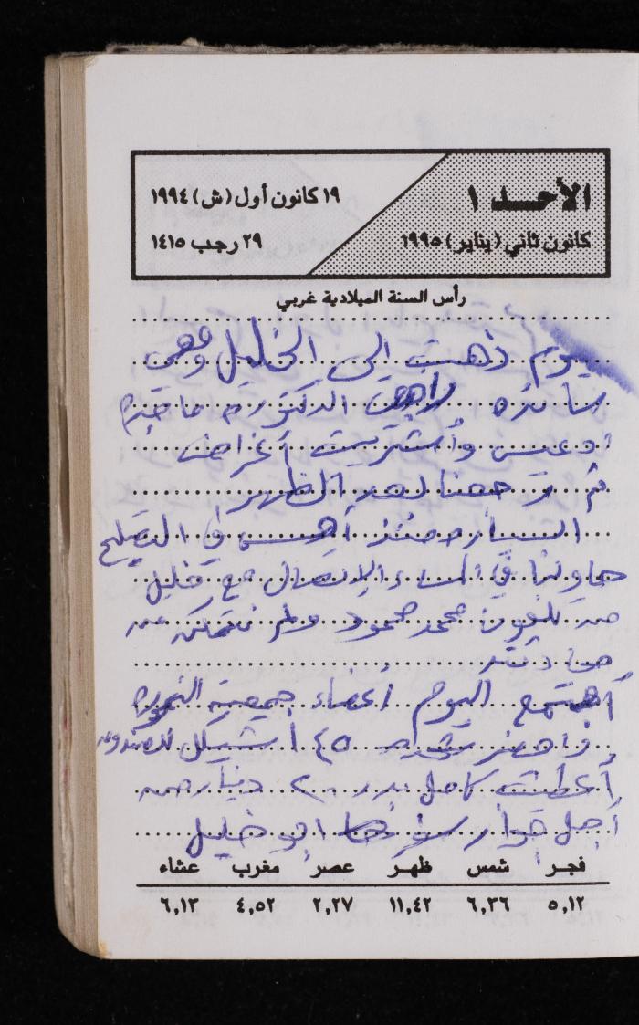 The Diary of Fadeyyeh Darabe, Dura- Hebron, 1995