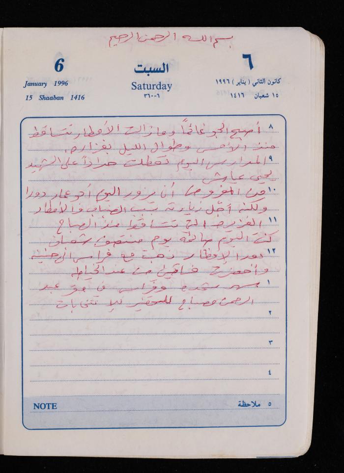 دفتر يوميات فضية الدرابيع، دورا- الخليل، 1996