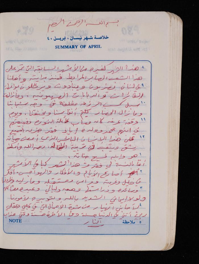دفتر يوميات فضية الدرابيع، دورا- الخليل، 1996