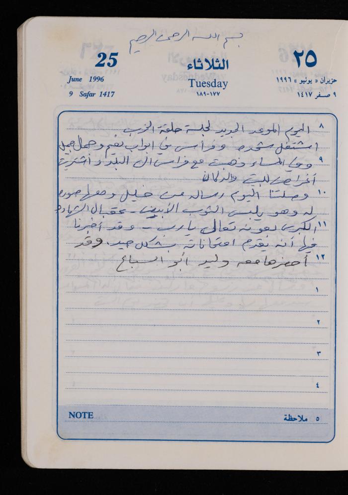 دفتر يوميات فضية الدرابيع، دورا- الخليل، 1996
