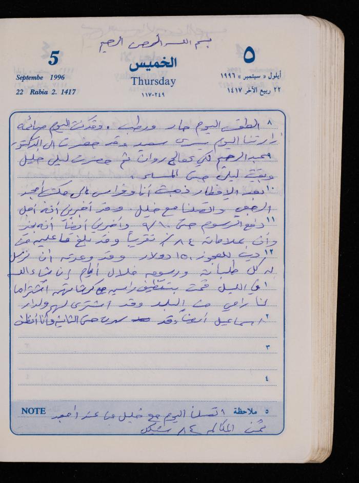 دفتر يوميات فضية الدرابيع، دورا- الخليل، 1996
