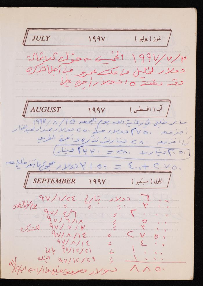 دفتر يوميات فضية الدرابيع، دورا- الخليل، 1997