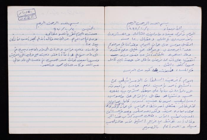 The Diary of Fadeyyeh Darabe, Dura- Hebron, 1997-1998