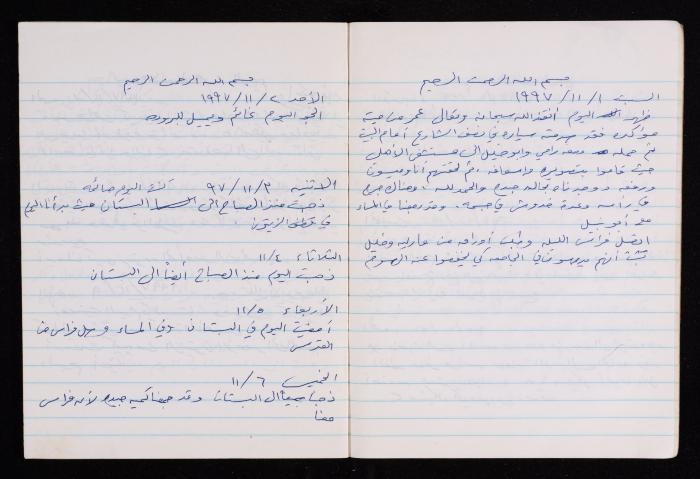 The Diary of Fadeyyeh Darabe, Dura- Hebron, 1997-1998