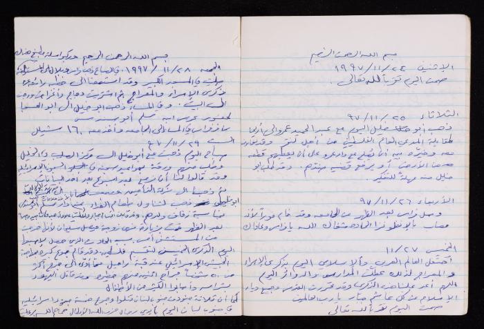 The Diary of Fadeyyeh Darabe, Dura- Hebron, 1997-1998