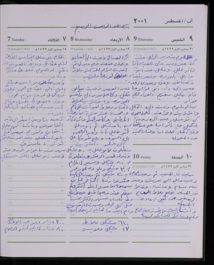 دفتر يوميات فضية الدرابيع، دورا- الخليل، 2001