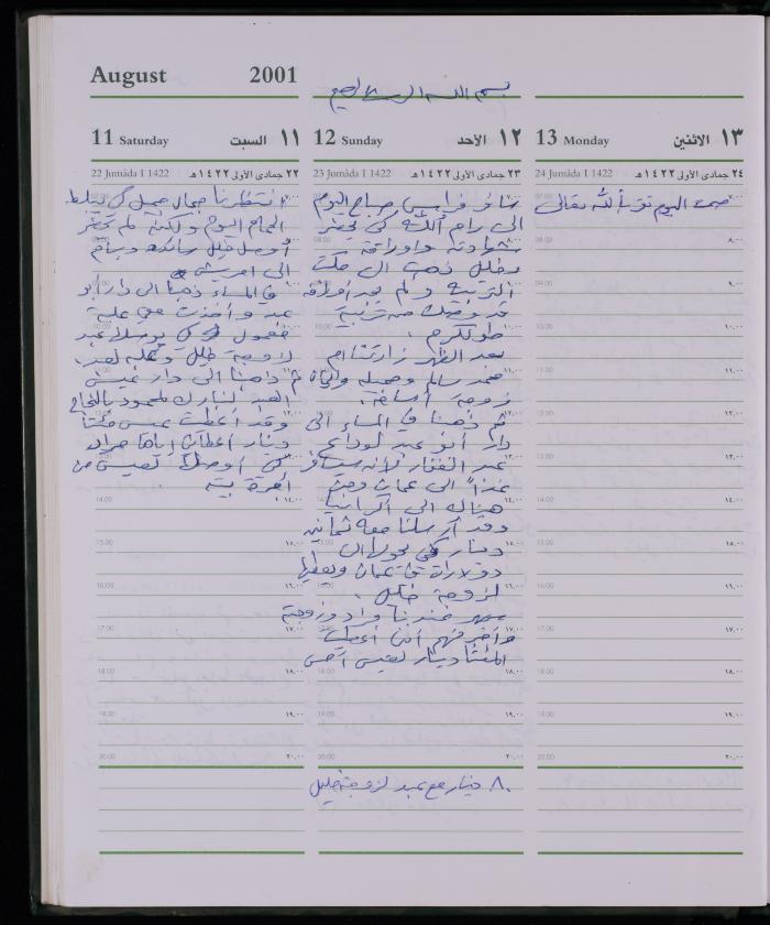 دفتر يوميات فضية الدرابيع، دورا- الخليل، 2001