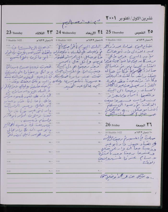 دفتر يوميات فضية الدرابيع، دورا- الخليل، 2001