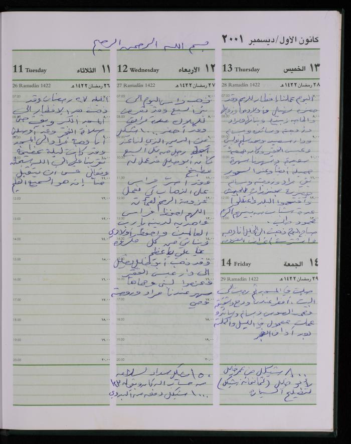 دفتر يوميات فضية الدرابيع، دورا- الخليل، 2001