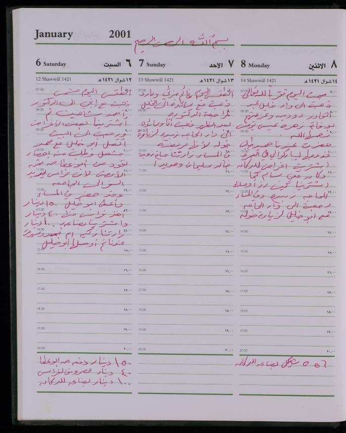 دفتر يوميات فضية الدرابيع، دورا- الخليل، 2001