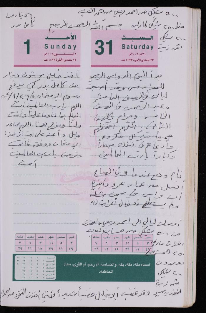 دفتر يوميات فضية الدرابيع، دورا- الخليل، 2002