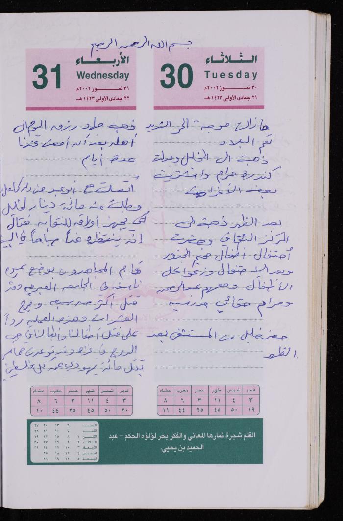دفتر يوميات فضية الدرابيع، دورا- الخليل، 2002