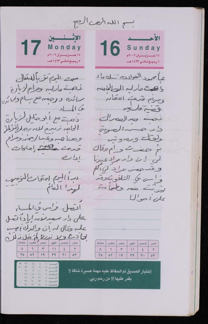 دفتر يوميات فضية الدرابيع، دورا- الخليل، 2002