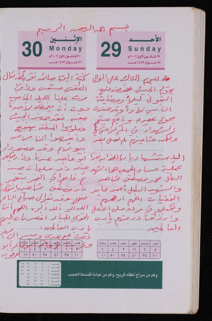 دفتر يوميات فضية الدرابيع، دورا- الخليل، 2002