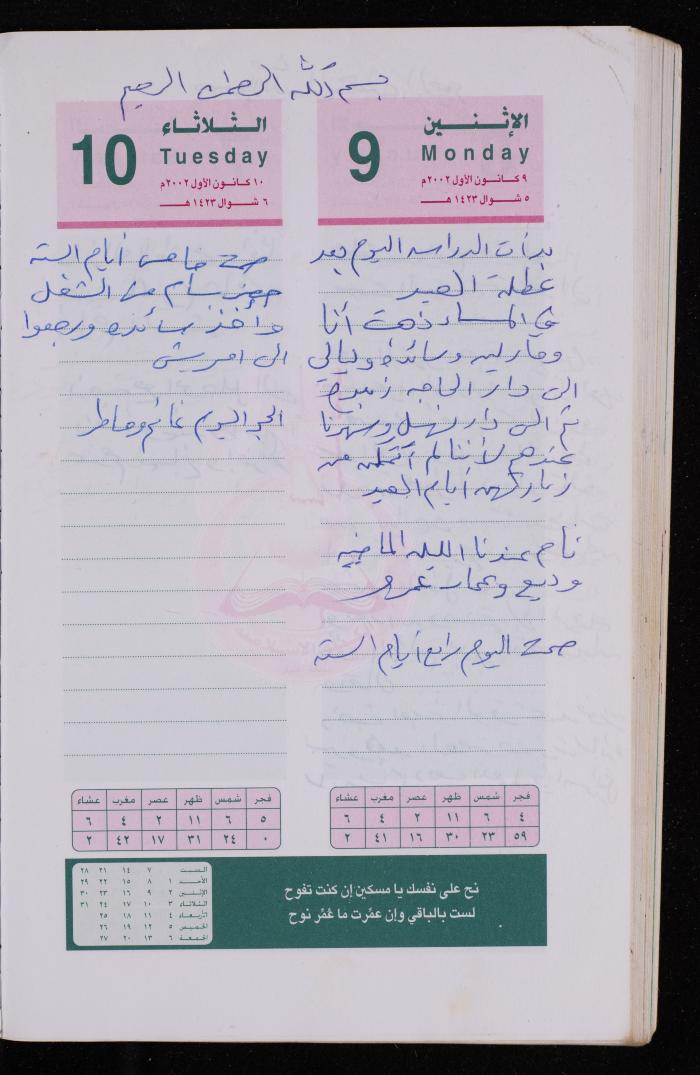دفتر يوميات فضية الدرابيع، دورا- الخليل، 2002