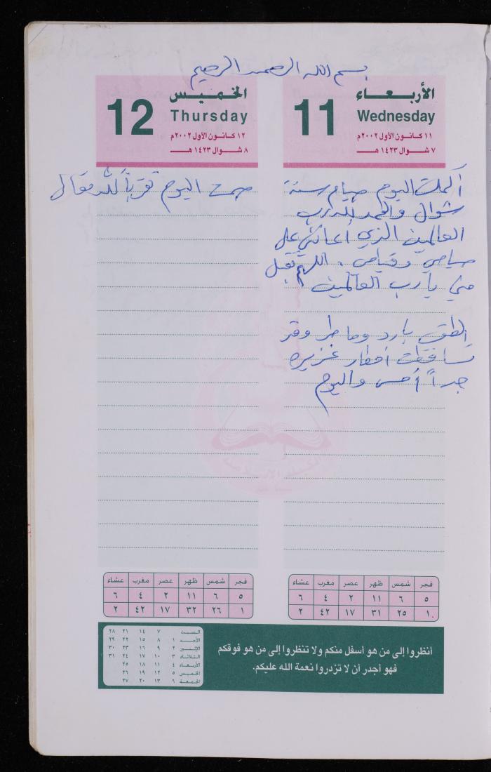 دفتر يوميات فضية الدرابيع، دورا- الخليل، 2002