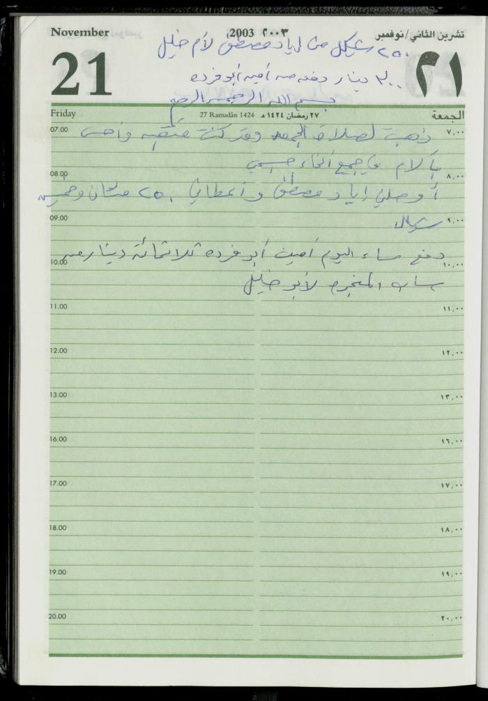 The Diary of Fadeyyeh Darabe, Dura- Hebron, 2003
