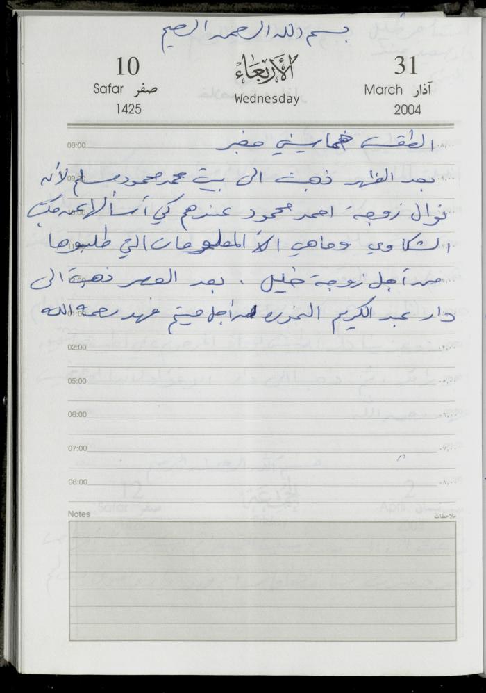 The Diary of Fadeyyeh Darabe, Dura- Hebron, 2004