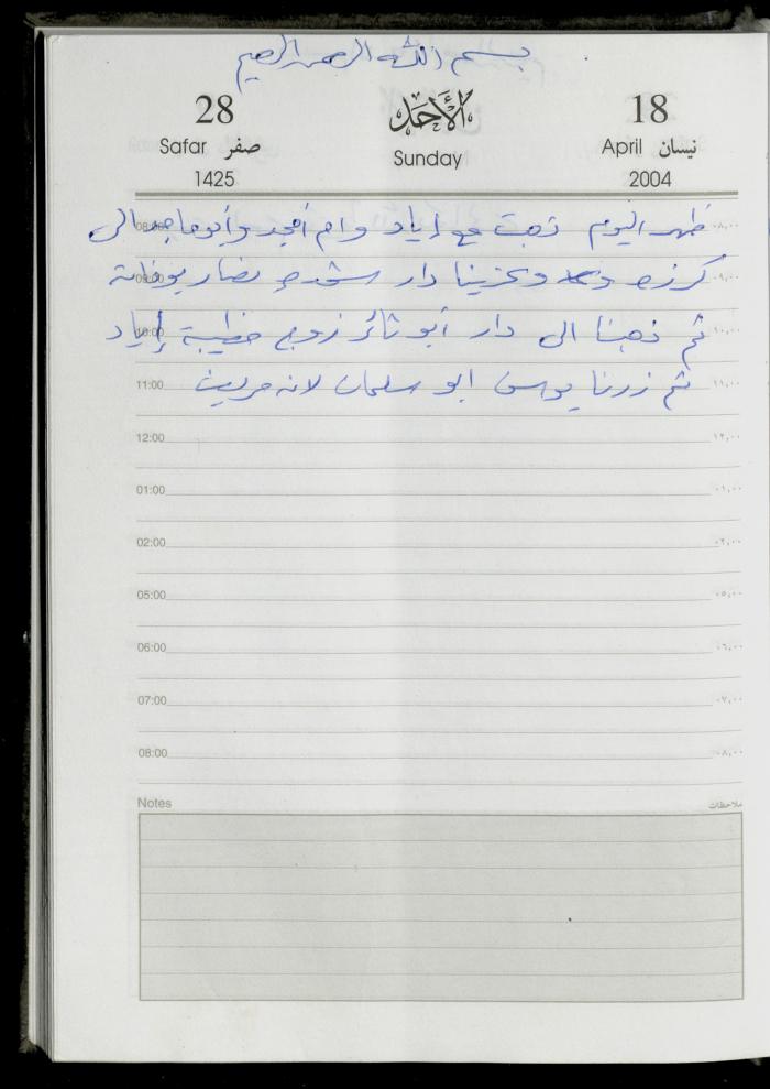 The Diary of Fadeyyeh Darabe, Dura- Hebron, 2004