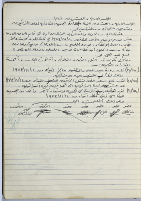 Minutes of Session No. 21 of the Management Committee of the Cooperative Society for Olive Pressing in Beit Jala - 1974