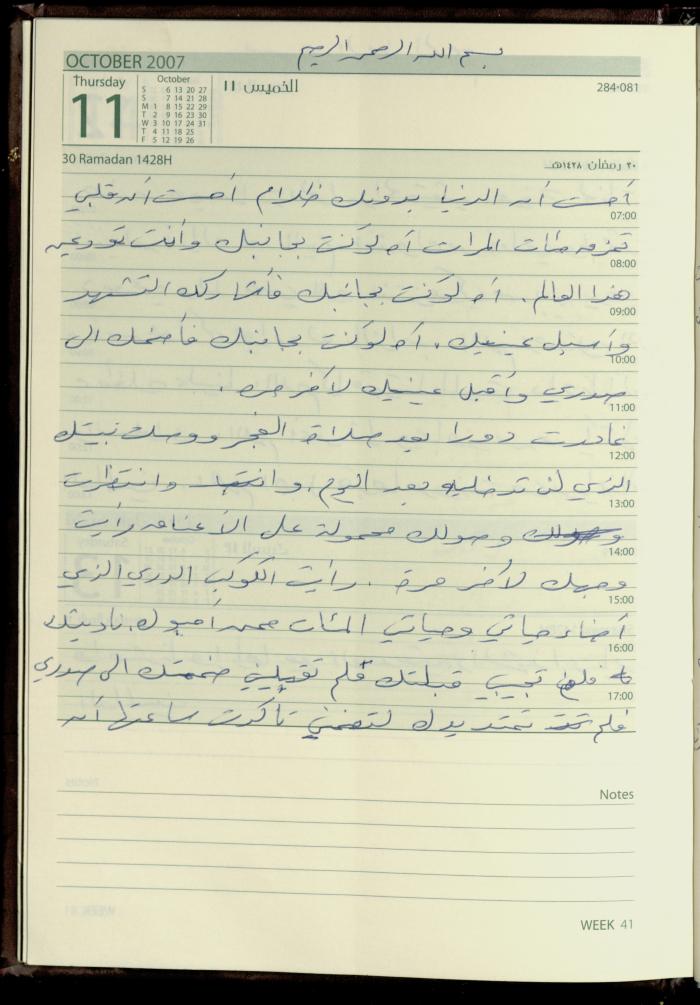 دفتر يوميات فضية الدرابيع، دورا- الخليل، 2007