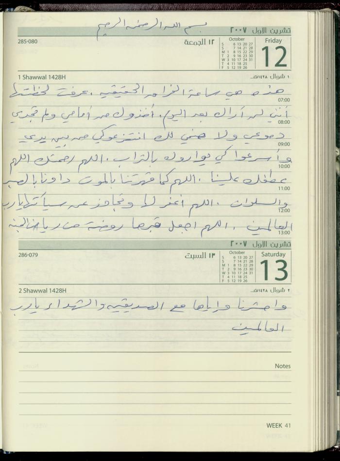 دفتر يوميات فضية الدرابيع، دورا- الخليل، 2007