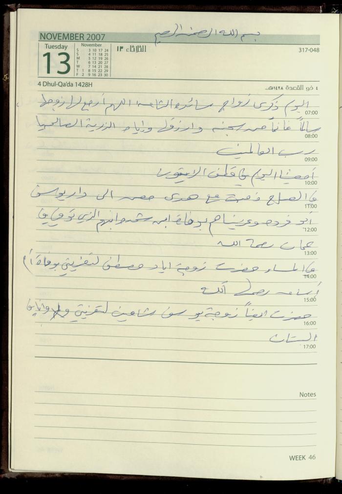 دفتر يوميات فضية الدرابيع، دورا- الخليل، 2007