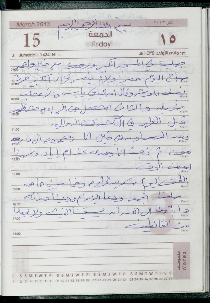 دفتر يوميات فضية الدرابيع، دورا- الخليل، 2013