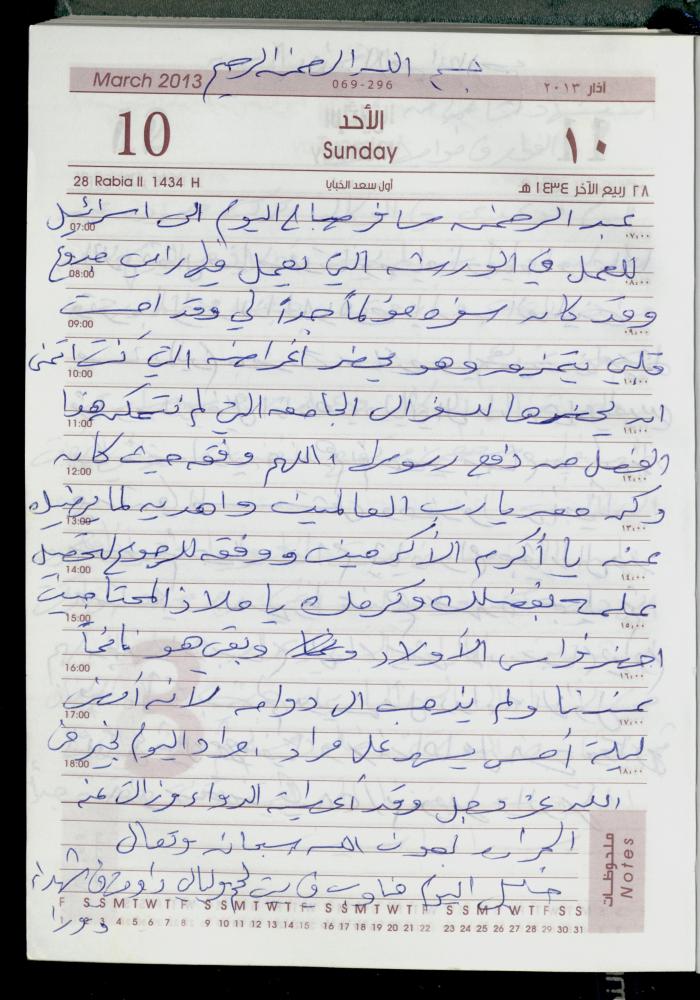 دفتر يوميات فضية الدرابيع، دورا- الخليل، 2013
