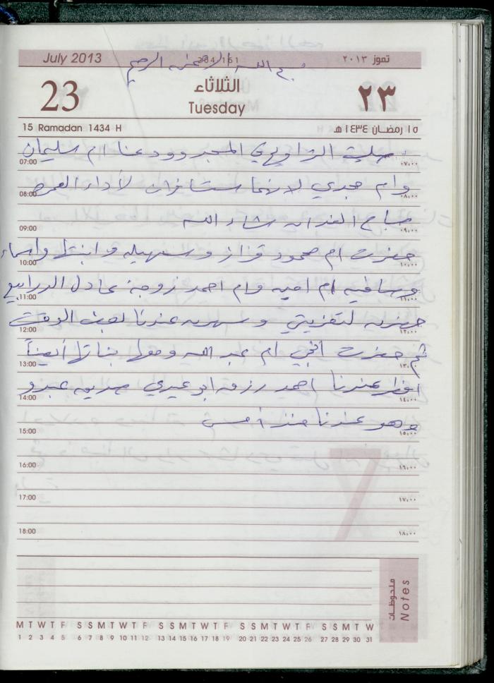 دفتر يوميات فضية الدرابيع، دورا- الخليل، 2013