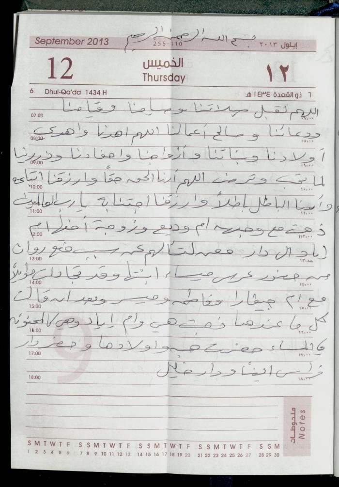 دفتر يوميات فضية الدرابيع، دورا- الخليل، 2013
