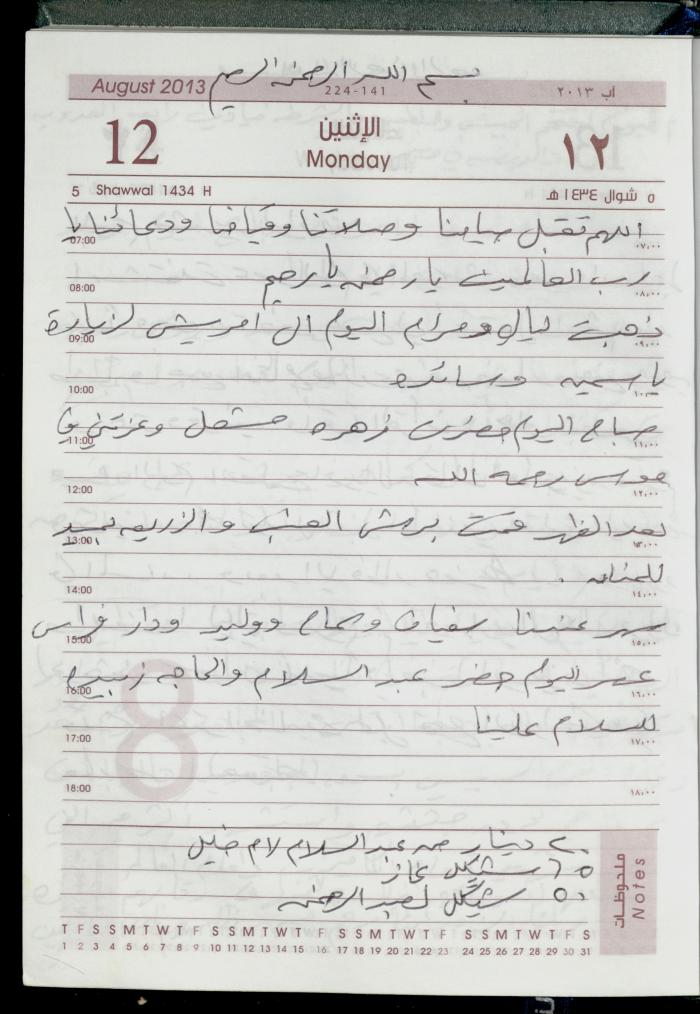 دفتر يوميات فضية الدرابيع، دورا- الخليل، 2013