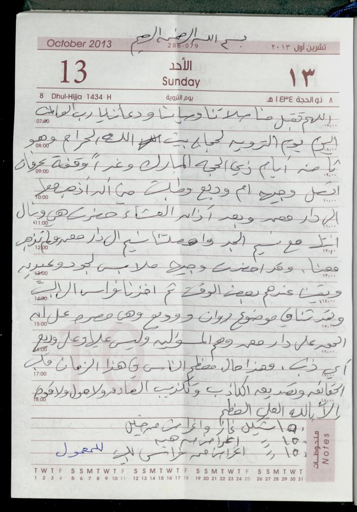 دفتر يوميات فضية الدرابيع، دورا- الخليل، 2013
