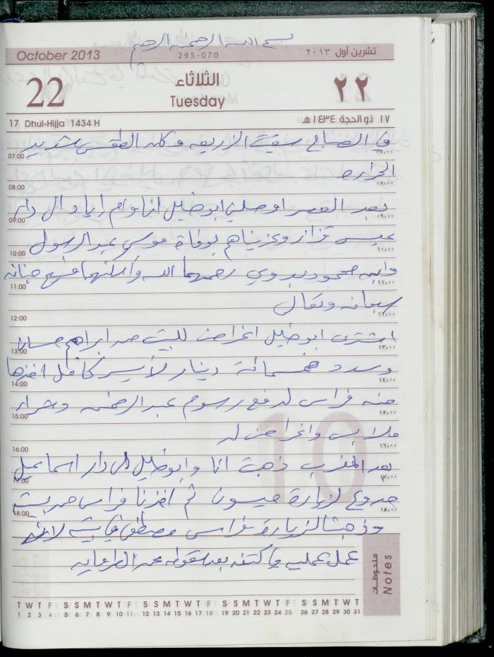 دفتر يوميات فضية الدرابيع، دورا- الخليل، 2013