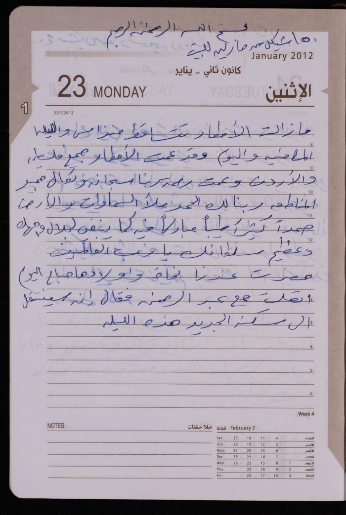 دفتر يوميات فضية الدرابيع، دورا- الخليل، 2012