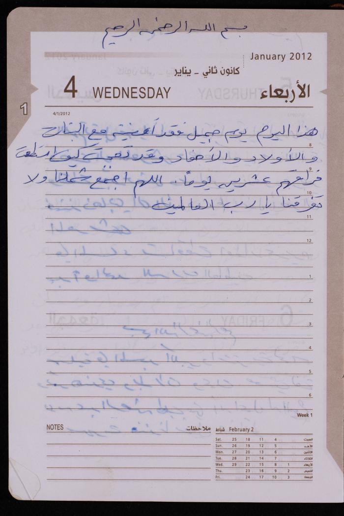 دفتر يوميات فضية الدرابيع، دورا- الخليل، 2012