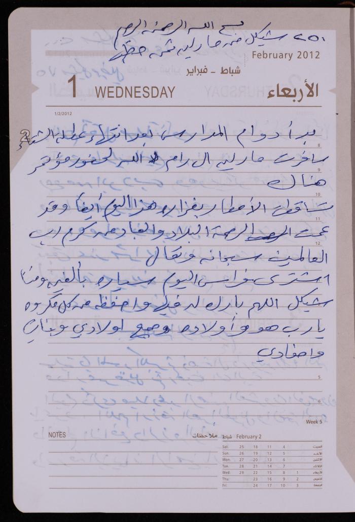 دفتر يوميات فضية الدرابيع، دورا- الخليل، 2012