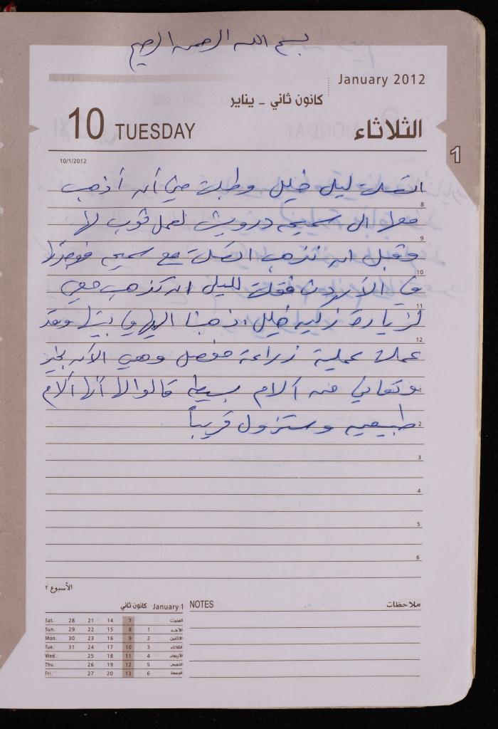 دفتر يوميات فضية الدرابيع، دورا- الخليل، 2012