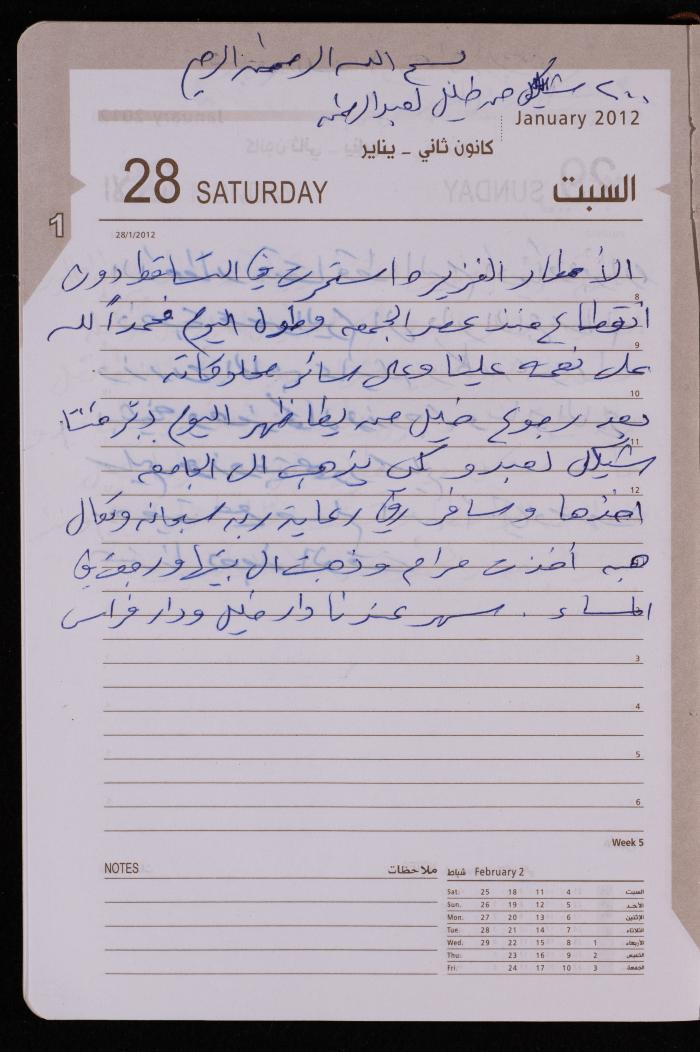 دفتر يوميات فضية الدرابيع، دورا- الخليل، 2012