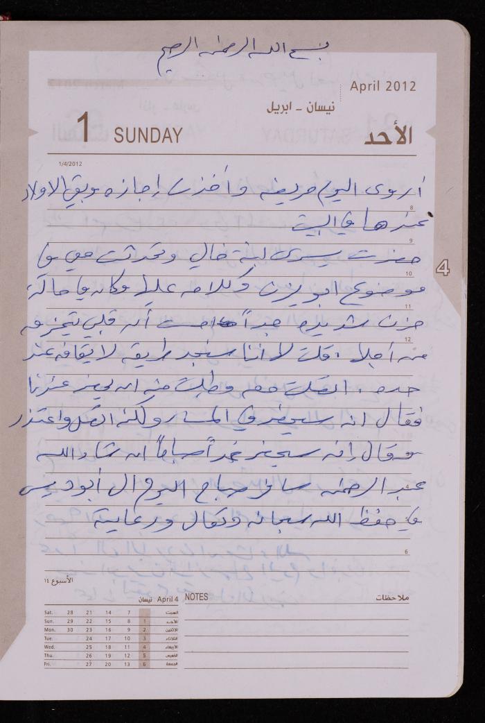 دفتر يوميات فضية الدرابيع، دورا- الخليل، 2012