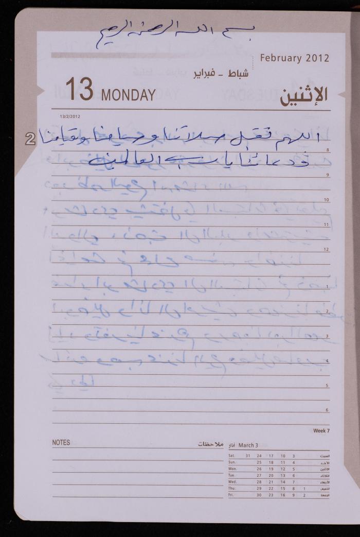 دفتر يوميات فضية الدرابيع، دورا- الخليل، 2012