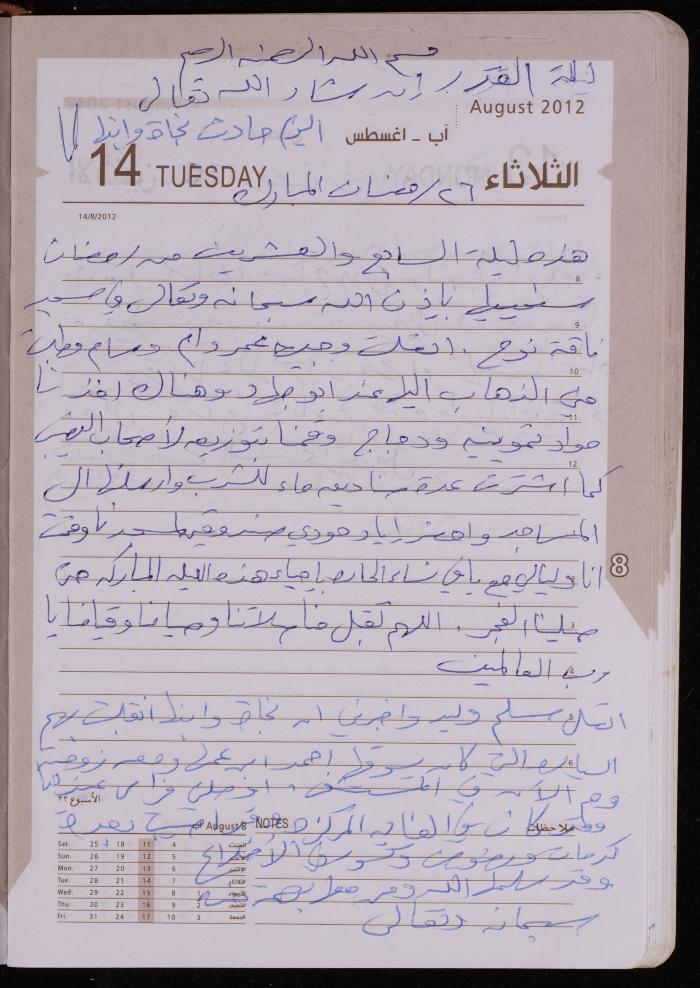 دفتر يوميات فضية الدرابيع، دورا- الخليل، 2012