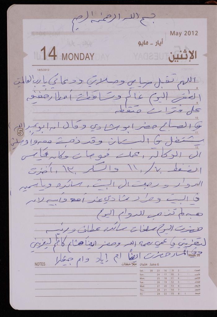 دفتر يوميات فضية الدرابيع، دورا- الخليل، 2012