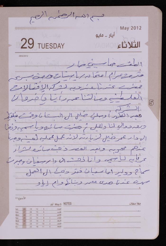 دفتر يوميات فضية الدرابيع، دورا- الخليل، 2012