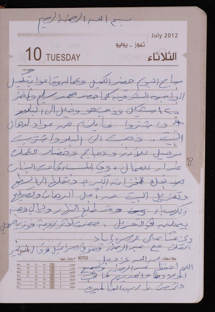 دفتر يوميات فضية الدرابيع، دورا- الخليل، 2012