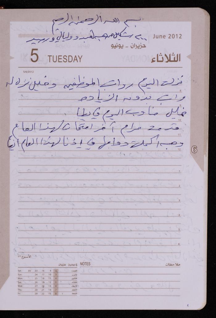 دفتر يوميات فضية الدرابيع، دورا- الخليل، 2012