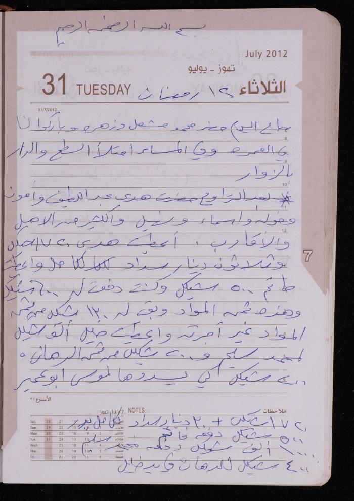 دفتر يوميات فضية الدرابيع، دورا- الخليل، 2012