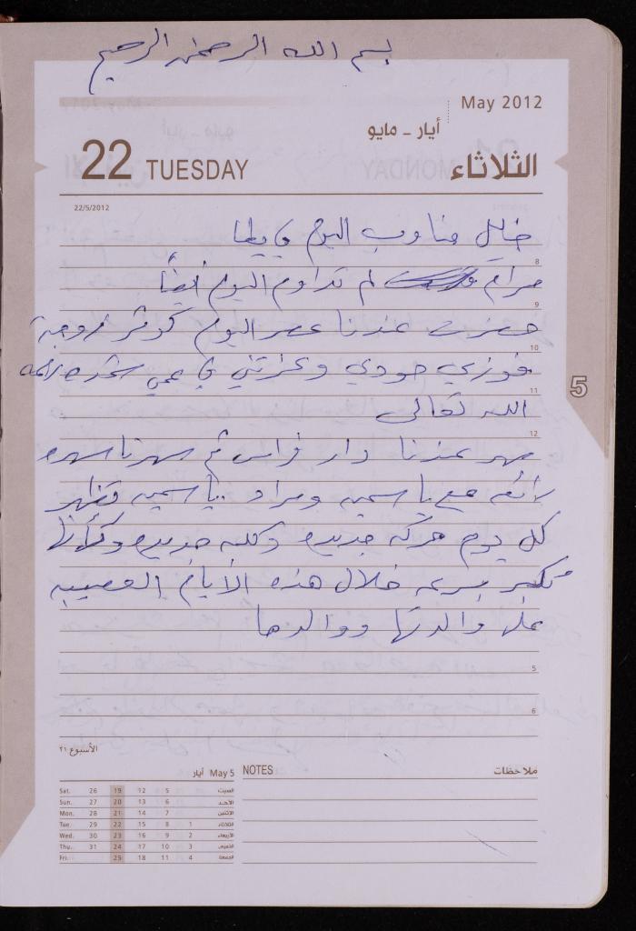 دفتر يوميات فضية الدرابيع، دورا- الخليل، 2012