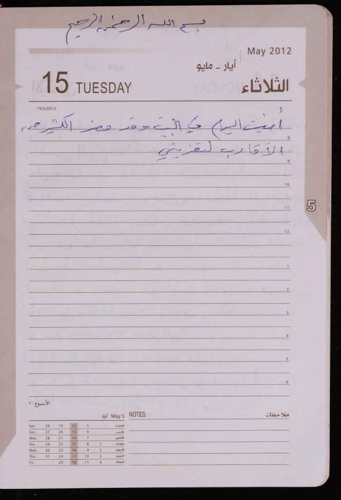 دفتر يوميات فضية الدرابيع، دورا- الخليل، 2012